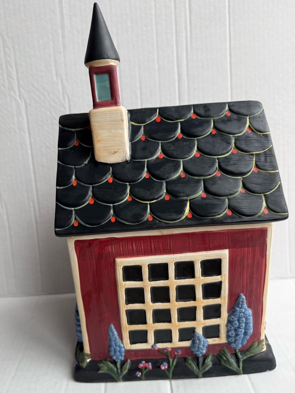 Sakura Red and Black Ceramic Decorative House Canister